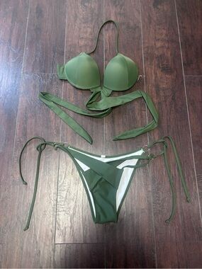 Olive Green Women's Tie Bikini Set